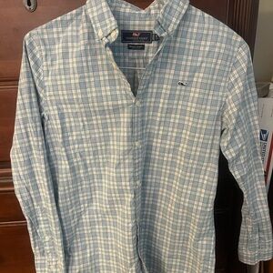 Vineyard Vines Boys’Light Blue Checkered Shirt